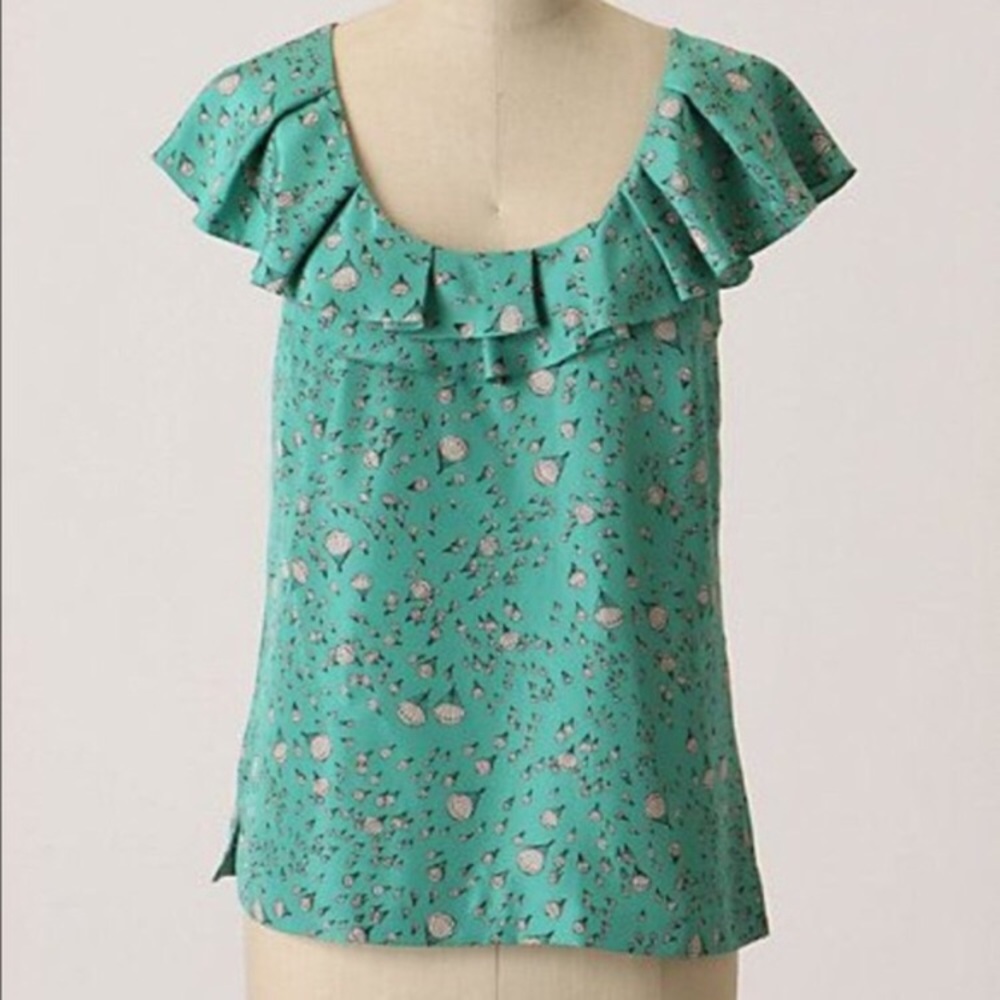 Anthropologie Silk Blouse with parachutes, sz 4